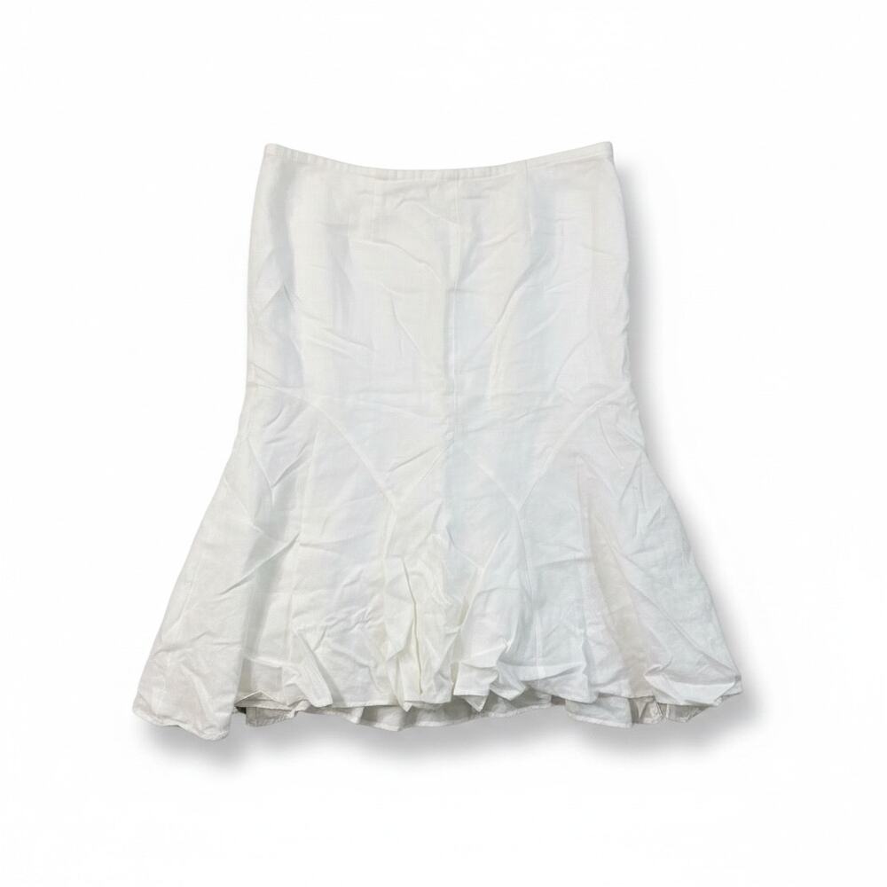Lane Bryant White Linen Blend Flounce Hem Skirt Womens 14/16 Plus Size